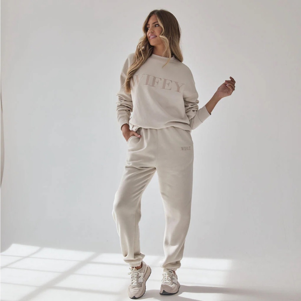 Six Stories Wifey Cream Sweatshirt & Sweatpants